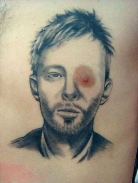 Radiohead Tattoo, Dumbest Tattoos, Tattoos Gone Wrong, Kylie Jenner Piercings, British Tattoo, Terrible Tattoos, Horrible Tattoos, Fan Tattoo, Tattoo Fails