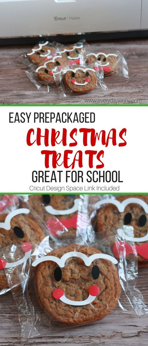 These cute and easy Christmas gingerbread men faces are made with oatmeal cream pies and your Cricut. Great for schools where only prepackaged treats are allowed. #Cricut #CricutMade Christmas School Treats, Christmas Class Treats, Diy Crafts Cricut, School Birthday Treats, Christmas Cream, Diy Christmas Treats, Christmas Party Snacks, Christmas Classroom Treats, Classroom Snacks