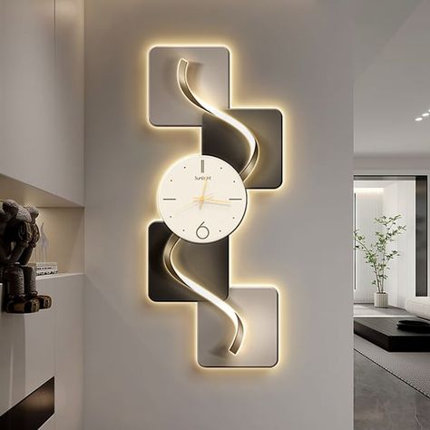 Futuristic Wall Clock, Wall Clock Light, Princess Makeover, Tic Toc, Wall Clock Design, Inspire Me Home Decor, Geometric Decor, Bathroom Wall Sconces, Decoration Inspiration