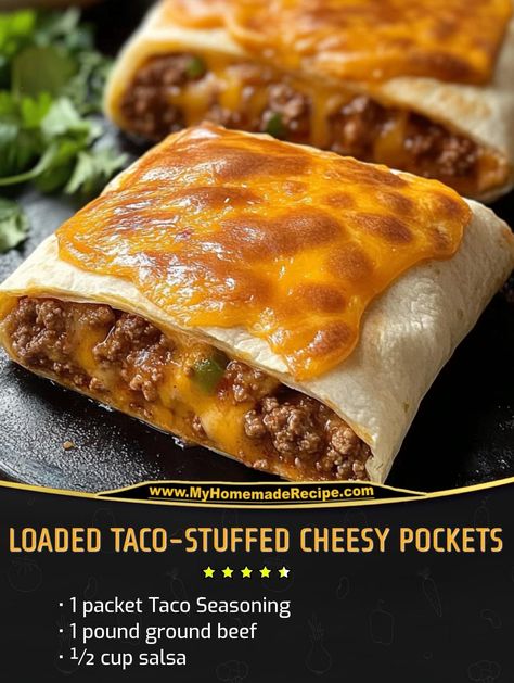 Loaded Taco Stuffed Cheesy Pockets, Brown Sugar Pork Chops, Beef Wraps, Taco Seasoning Packet, Keto Beef Recipes, Baked Asparagus, Tacos And Burritos, Crescent Roll Recipes, Beef Casserole Recipes