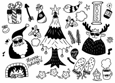 User6940940 | Freepik New Year Clipart, Hand Drawn Christmas, Vector Hand, Premium Vector, Happy New Year, Hand Drawn, Doodles, How To Draw Hands, Mint