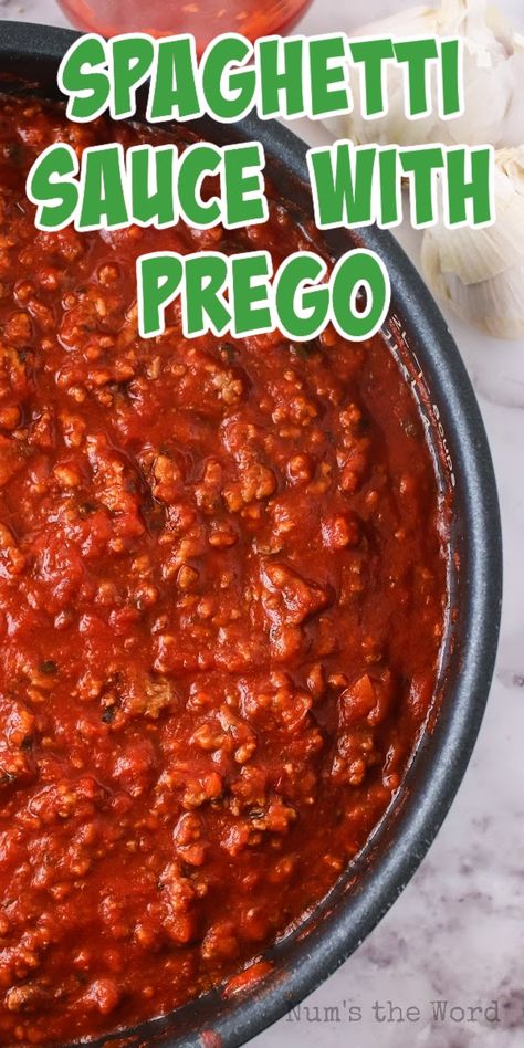 Spaghetti Sauce with Prego is perfect for busy weeknights when you don’t have time to make it from scratch but still want a healthy meal! It’s easy, quick, and only takes a few ingredients. #numstheword #spaghetti #meatsauce #prego #tasty Spaghetti Recipes With Prego Sauce, Prego Spaghetti Recipe, Prego Spaghetti Sauce Recipe, Easy Spaghetti Sauce, Prego Sauce Recipe, Ragu Spaghetti Sauce, Making Spaghetti Sauce, Prego Sauce, Best Spaghetti Recipe