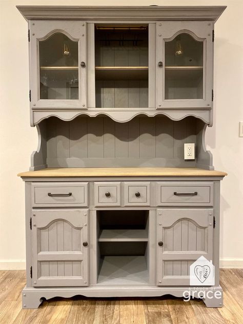 Portfolio Winter Farmhouse Coffee & Wine Bar - Etsy Refinished China Hutch, Hutch Coffee Bar, Coffee And Wine Bar, Coffee Bar Hutch, Coffee/wine Bar, Winter Farmhouse, Hutch Makeover, Wine Bottle Storage, Farmhouse Coffee Bar