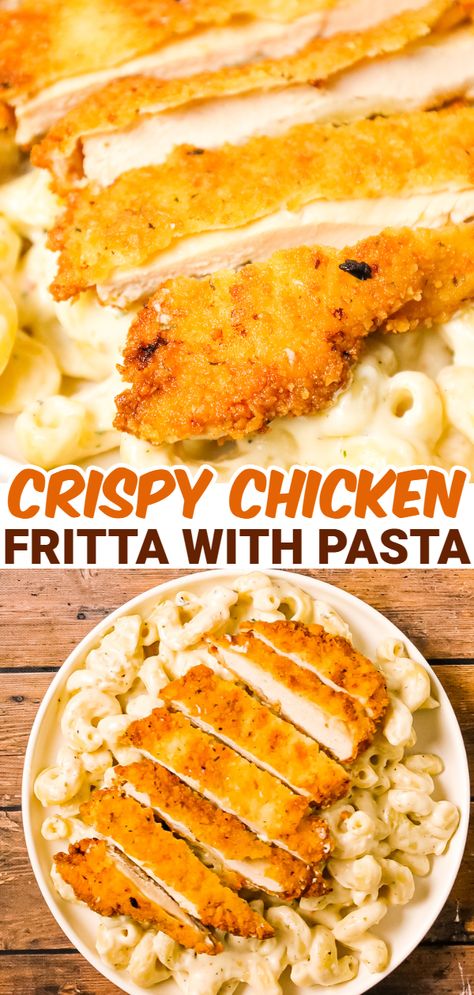 Crispy Chicken For Pasta, Crispy Chicken And Pasta Recipes, Copycat Noodles And Company Parmesan Crusted Chicken, Pasta With Breaded Chicken, Parmesan Crusted Chicken And Pasta, Parm Crusted Chicken Pasta, Breaded Chicken With Pasta, Crispy Chicken And Pasta, Crispy Chicken Fritta Recipe