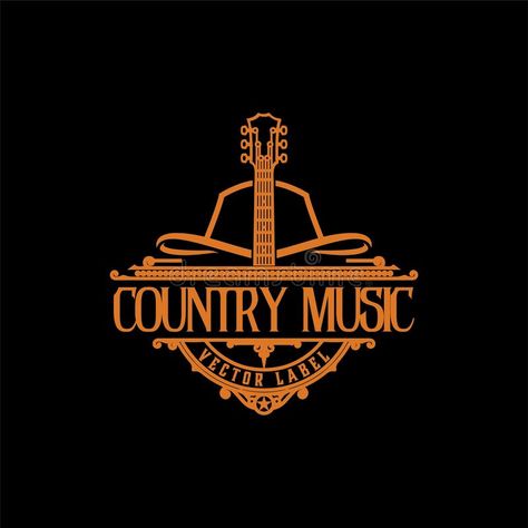 Country Logo Design Ideas, Country Music Logo, Country Music Logo Design, Western Logo Design Inspiration, Country Music Illustration, Music Band Logo Design Ideas, Cowboy Logo Design, Guitar Logo Design, Wild West Logo Design