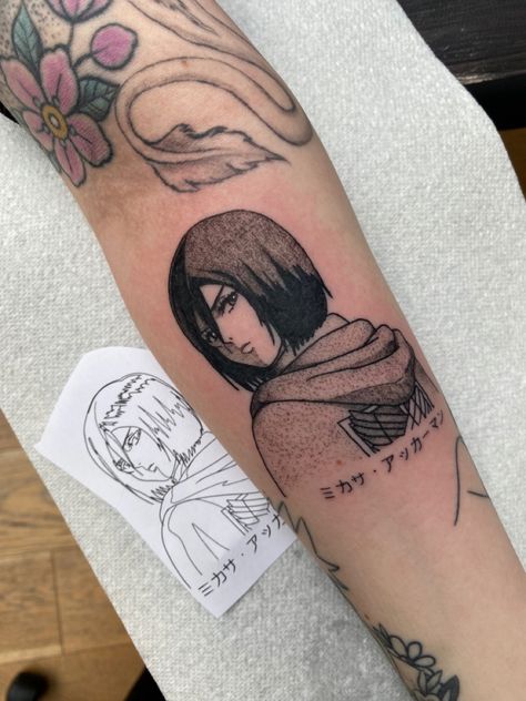 Aot Tattoo Mikasa, Mikasa Ackerman Tattoo Ideas, Mikasa Tattoo, Mikasa Attack On Titan, Titan Tattoo, Attack On Titan Tattoo, Nerdy Tattoos, Manga Tattoo, Snake Tattoo Design