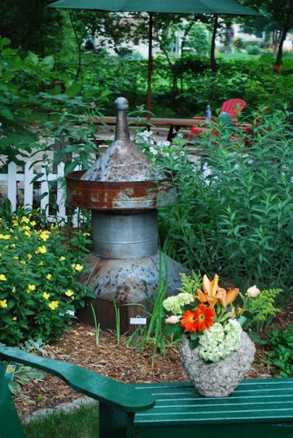 Want one of these for my rock garden:Quarry Garden Stained Glass Cupola In Garden, Cupola Ideas Decor, Roof Turbine Repurposed, Diy Cupola, Cupola Ideas, Barn Cupola, Pump Covers, Unique Garden Art, Garden Junk