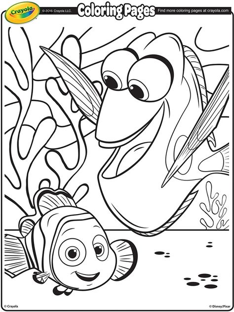 Finding Dory, Dory & Nemo - (crayola) Finding Nemo Coloring Pages, Nemo Coloring Pages, Baby Dory, Crayola Coloring Pages, Disney Finding Nemo, Disney Free, Disney Colors, Finding Dory, Cartoon Coloring Pages