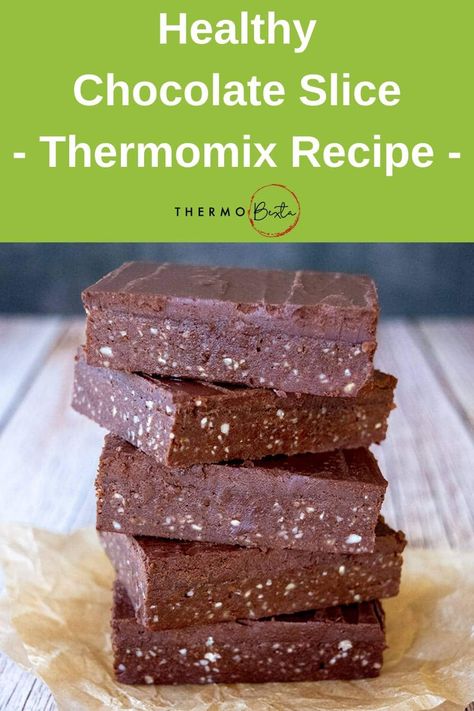 Healthy Chocolate Slice Thermomix Healthy, Thermomix Cakes, Slice Recipes, Raw Treats, Thermomix Baking, Art Recipes, Chocolate Slice, Raw Foods, Healthy Sweet Treats