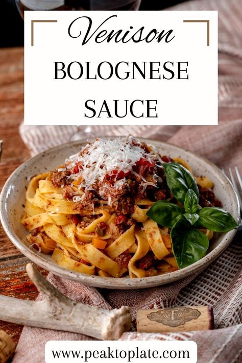 Venison Bolognese (Venison Ragu Pasta Sauce) Venison Bolognese, Venison Ragu, Ragu Pasta Sauce, Ground Venison Recipes, Ragu Pasta, Meat Ragu, Beef Pasta Recipes, Venison Steak, Ground Venison