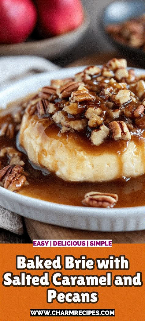 Baked Brie With Caramel Sauce, Brie With Caramel And Pecans, Cranberry Caramel Baked Brie, Baked Brie With Brown Sugar And Pecans, Brie Caramel Pecan, Caramel Baked Brie, Salted Caramel Baked Brie, Salted Caramel Brie, Caramel Brie Appetizer