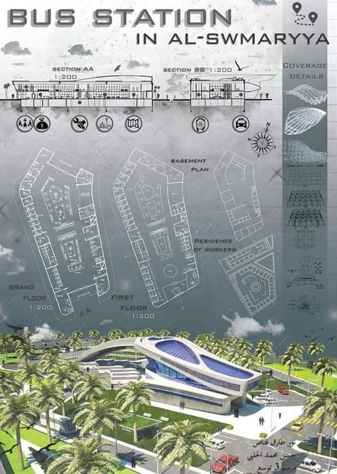 Transportation Hub Design, Bus Station Design Architecture, Bus Parking Design Plan, Bus Terminal Design Concept, Bus Station Architecture, Bus Terminal Architecture, Bus Station Design, Fall Arch, Thesis Ideas