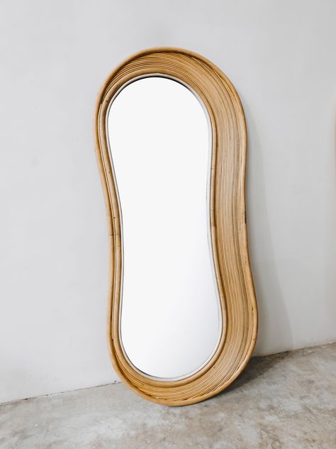 Rattan Decor, Home Aesthetics, Mirror Framed, Rattan Mirror, Mirror Design, Warm Tone, Light Style, Wood Dresser, Length Mirror