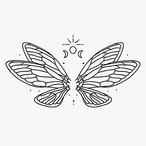 Fairy Cute Drawing, Fairy Wings Illustration, Bee Wings Tattoo, Fairy Doodles Easy, Cool Back Tattoos For Women, Fairy Wing Designs, Fairy Wings Outline, Fairy Tattoos For Women, Fairy Butterfly Tattoo