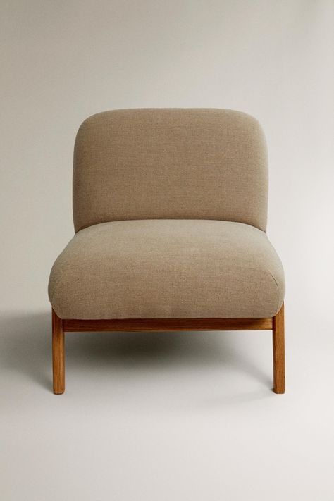 UPHOLSTERED LINEN ARMCHAIR - Dark beige | ZARA United States Mallorca House, Harvey House, Entryway Decorating, Stunning Interior Design, Home Refresh, Linen Armchair, Apartment Style, Pilates Studio, Linen Duvet Covers