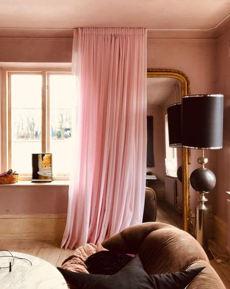 the pink & brown world of marie olsson nylander. | sfgirlbybay | Bloglovin’ Small Pink Bedroom, Aesthetic Pink Bedroom, Bedroom Aesthetic Pink, Pink Bedroom Aesthetic, Marie Olsson Nylander, Pink Painted Walls, Brown Rooms, Brown Decor, Curtain Styles