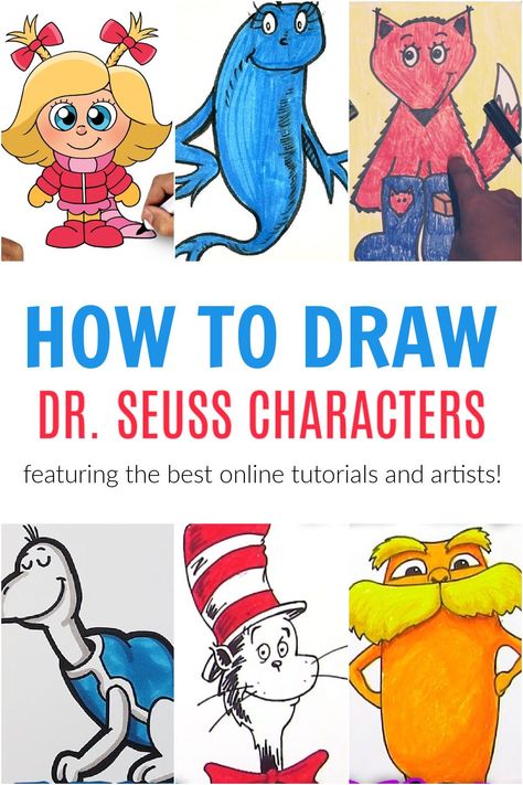 From The Cat in the Hat to Horton Hears a Who, all your favorites, discover how to draw Dr. Seuss characters. Unlock your inner artist today! Draw Dr Seuss Characters, Dr Seuss Artwork, Horton Hears A Who Characters, The Sneetches, How To Draw The Cat In The Hat, How To Draw Cat In The Hat, Dr Seuss Painting, Dr Seuss Characters, The Cat In The Hat