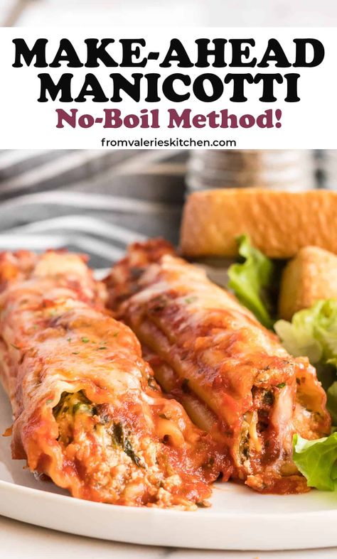 Manicotti Recipe No Boil, No Boil Manicotti Recipe, Chicken Manicotti, Baked Manicotti, Manicotti Pasta, Cannelloni Recipes, Tostada Recipes, Manicotti Recipe, Pasta Dinners