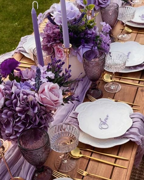 We really lilac you! 💜 This simply iconic spread was for a bridal shower 💍🚿 #wedding #brideinspiration #2025bride #bridetobe #inspo #centrepieces #weddingday #weddingdress #weddinginspiration #weddinginspo #weddingvenue #weddingflowers #flowers #bridalbouquet #bride #florist #weddingday #weddingdress #flowerbouquet #luxurywedding #weddingdecor #love #flowers #luxuryweddingdecor #destinationwedding #flowerarrangement • #reels #daily #explore #explorepage SEO FLOWERS Luxury Wedding Stylist | ... Violet Table Setting, Lilac Dinner Party, Lilac Table Setting Wedding, Lilac Wedding Centerpieces, Purple Dinner Party, Lavender Table Setting, Purple Table Decor, Lilac Wedding Theme, Purple Tea Party