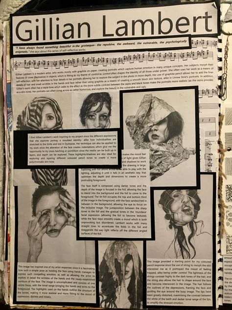 Gillian Lambert Artist Research, Isolation Artists Gcse, Gcse Photography Sketchbook Layout Grade 9, Portrait Artist Research Page, Learning Diary Ideas Fashion, Gillian Lambert, Gcse Art Sketchbook Layout Grade 9, Artist Research Page, Gcse Sketchbook