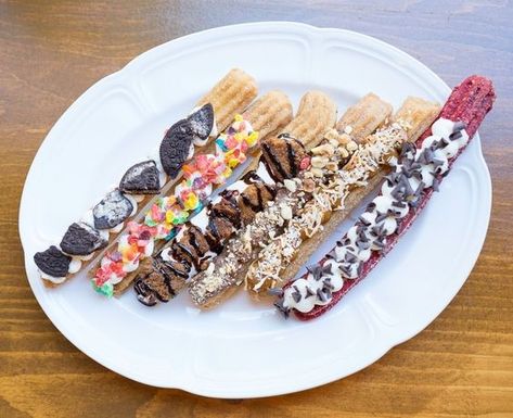 10 Delicious Ways to Eat Churros Food To Sell Ideas, Churro Milkshake, Food To Sell, Churro Ice Cream Sandwich, Churro Donuts, Churro Ice Cream, River North Chicago, Churro Bites, Cakes For Sale