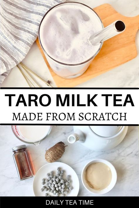 Taro Tea Recipe, Taro Milk Tea Recipe, Taro Smoothie, Milk Tea With Boba, Taro Recipes, Milk Tea Recipe, Taro Milk Tea, Taro Bubble Tea, Boba Tea Recipe