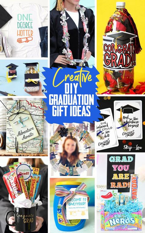 You’ll love these DIY graduation gift ideas. Find the perfect graduation gift for that special graduate in your life and give a memorable, handmade gift to celebrate a milestone! It’s graduation season. Have your local schools held graduation yet? Ours will very Freshmen Year Survival Kit, Small Graduation Gift, Diy Graduation Gift, Easy Graduation Gifts, Gift Ideas For Graduation, Student Birthday Gifts, Taco Gifts, Backyard Party Ideas, Diy Graduation Gifts