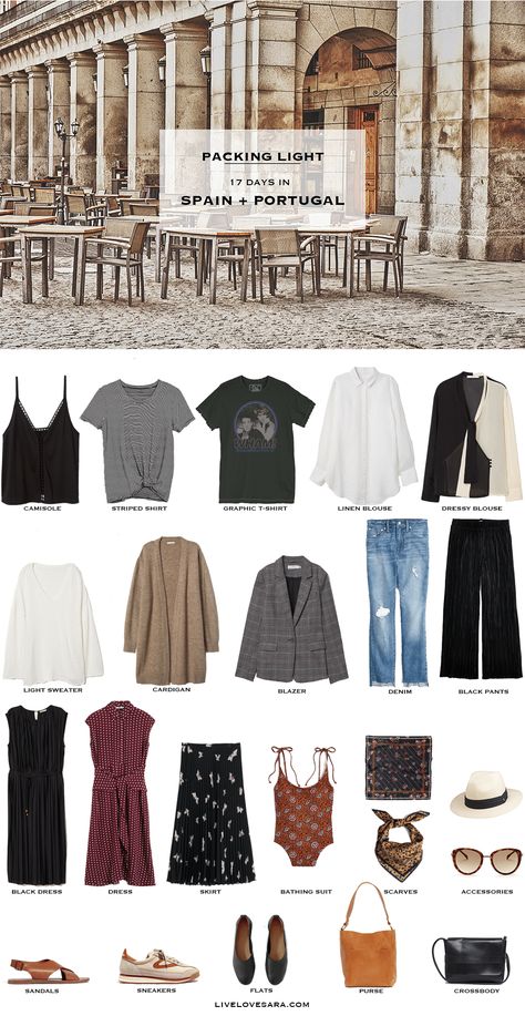 What To Pack For Spain, Pack For Spain, Spain Travel Outfits, Fall Travel Outfit, Europe Travel Outfits, Light Blazer, Packing For Europe, Winter Travel Outfit, Travel Capsule Wardrobe