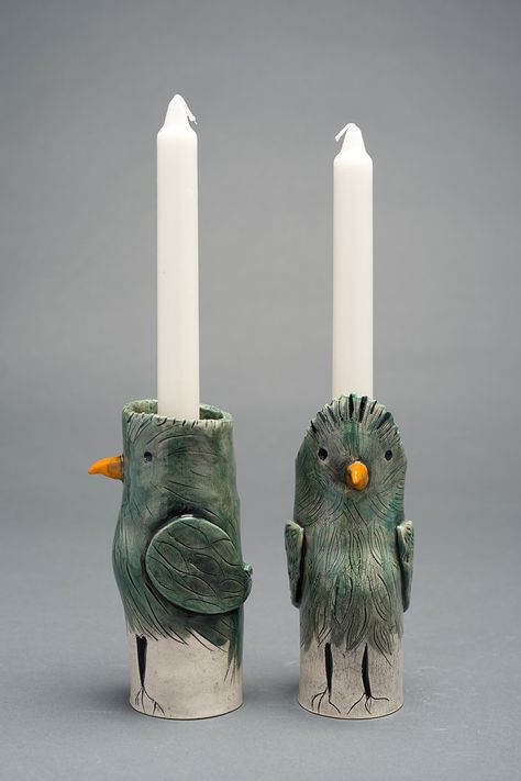 Peggy Bishop Pottery Clay Workshop, Clay Candle Holders, Bird Candle Holder, Animal Candles, Pottery Candle Holder, Clay Candle, Pottery Candle, Kids Pottery, Pottery Handbuilding