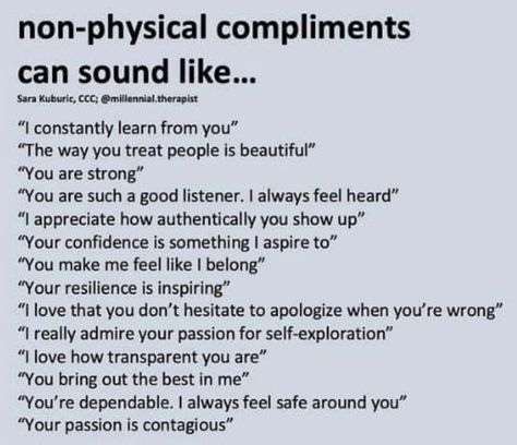 Compliment Words, Compliment Someone, Relationship Therapy, Relationship Advice Quotes, Relationship Psychology, Getting To Know Someone, Healthy Relationship Tips, Self Exploration, Relationship Questions