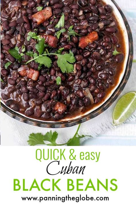 Quick Cuban Black Beans, Cuban Black Beans From Can, Easy Cuban Black Beans, Cuban Black Beans Canned, Black Beans Cuban Style, Cuban Beans Recipe, Stewed Black Beans, Mexican Style Black Beans, Cuban Black Bean Recipes