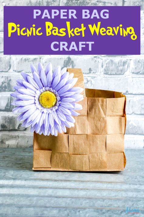 Paper Bag Picnic Basket Weaving #Craft #DIY #funstuff Card Making For Kids, Weaving Craft, Basket Crafts, Fun Crafts To Do, Paper Basket, Decorating Shelves, Fun Easy Crafts, Crafts For Kids To Make, Family Mom