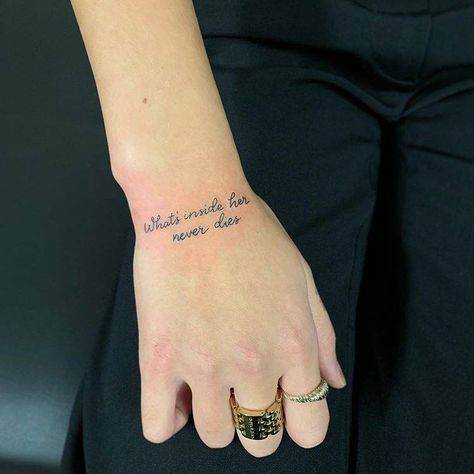 “What's inside her never dies” Amy Winehouse Tattoo Ideas, Amy Winehouse Tattoo, Horse Shoe Tattoo, Hand And Finger Tattoos, Lyric Tattoos, Text Tattoo, Disney Tattoo, Small Wrist Tattoos, Baby Tattoos