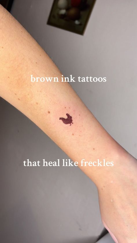 Make Your Day Tattoo Brown Ink, Tattoos On Freckled Skin, Brown Ink Tattoo, Brown Tattoos, Brown Tattoo Ink, Browning Tattoo, Healing Tattoo, Tat Ideas, Ink Tattoo