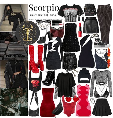 Birthday Outfits Scorpio, Lilith In Scorpio Outfits, Scorpio Rising Fashion, Scorpio Rising Outfits, Scorpio Rising Aesthetic Outfits, Scorpio Aesthetic Outfit, Trinity Aesthetic, Scorpio Venus Style, Scorpio Outfits