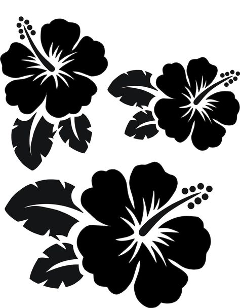 Hibiscus Vector, Pola Stensil, Hibiscus Drawing, Hibiscus Leaf, Hawaiian Leaves, Stencil Flower, Flower Tattoo Stencils, Flower Stencils, Rose Stencil