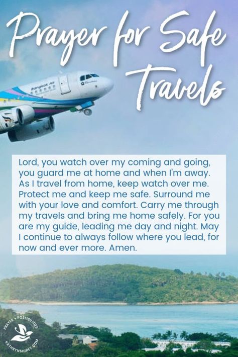 A daily prayer for safe travels. Whether you travel for work or school, or are heading out on a vacation, pray for God's protection for your travels. || Kathryn Shirey #pray #prayer #prayerfortravel Praying For Traveling Grace, Prayer For Safe Travels By Plane, Prayers For Safe Travels Trips, Prayers For A Safe Flight, Prayers For Flying, Prayers For Traveling Safety By Plane, Prayers For Safe Travels, Traveling Grace Prayers, Prayer For Safe Travel By Plane