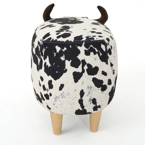 Winston Porter Ensa 29'' Wide Tufted & Reviews | Wayfair Cow Ottoman, Cowhide Print, Black Ottoman, Porch Furniture, Cow Design, Indoor Outdoor Furniture, Velvet Ottoman, Coffee Tables For Sale, White Cow