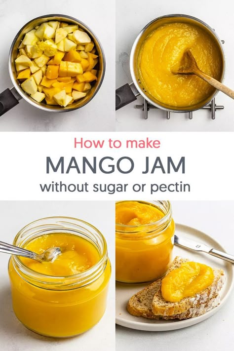 Jam Without Pectin, Low Sugar Jam, Mango Jelly, Mango Dessert Recipes, Sugar Free Jam, Mango Jam, Jam Recipes Homemade, Mango Sauce, Mango Dessert