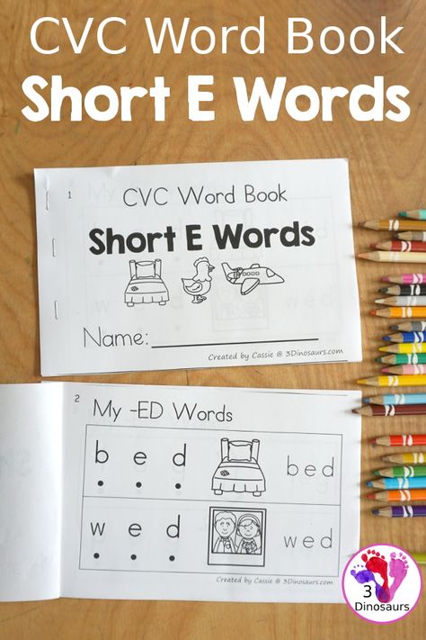 I Words, Word Families Printables, Easy Reader Books, Short I Words, Short E Words, Toddlers Activities, Reading Printables, 3 Dinosaurs, Family Coloring Pages