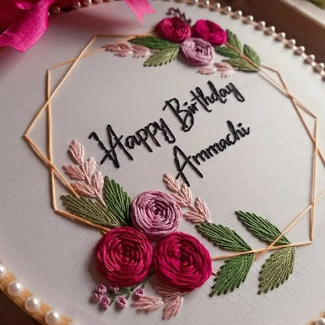 Elegant and beautiful birthday embroidery hoop 💖 . . Birthday hoop ✨✨ Dm for order 🎁 . . ...... Birthday Hoops Embroidery, Happy Birthday Embroidery Hoop, Birthday Embroidery, Happy Birthday Brother, Brother Embroidery, Birthday Calendar, Hand Embroidery Design Patterns, Hand Embroidery Design, Cat Sitting