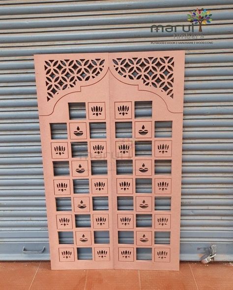 Mandir Shutter Design, Mandir Cnc Jali Design, Mdf Jali Design For Mandir, Mandir Jali Design, Cnc Jaali Design, Mandir Doors, Temple Door Design, Mandir Partition, Mandir Door Design