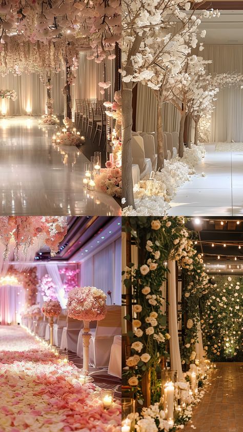 modern wedding aisle decor to fit any venue Runway Wedding Aisle, Luxury Wedding Aisle, Wedding Venue Decorations Indoor, Wedding Aisle Decorations Indoor, Beautiful Wedding Aisle, Pillars Decor, Wedding Decorations Fall, Wedding Aisle Decorations Outdoor, Aisle Candles