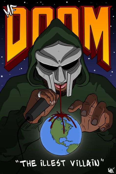 Doom "The Illest Villain." Mf Doom Wallpaper, Illest Villain, Hip Hop Artwork, Hip Hop Poster, Mf Doom, Hip Hop Art, Wallpaper Art, Room Posters, Cartoon Character