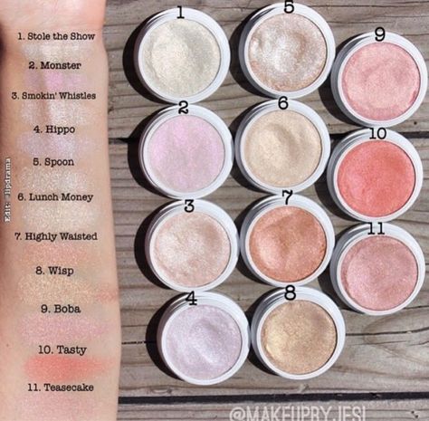 Bellynim: ColourPop Highlighter Swatches Colourpop Highlighters, Highlighter Swatches, Some Makeup, Colourpop Cosmetics, Makeup Must Haves, Makeup To Buy, Makeup Swatches, Makeup Obsession, I Love Makeup