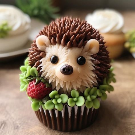 Hedgehog Cupcake, Hedgehog Cake, Cupcake Decorating Tips, Cupcake Cake Designs, Animal Cakes, Pretty Dessert, Cute Hedgehog, Cute Birthday Cakes, Soul Searching