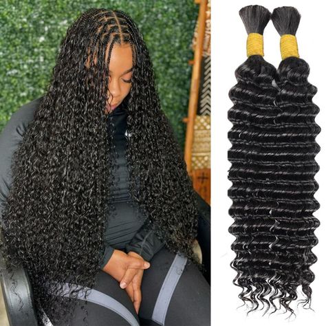 PRICES MAY VARY. 【Hair Material】: 100% unprocessed 10A Brazilian virgin human hair ,no weft, can be dyed and bleached, can be restyled as you wish 【Hair Texture】: Deep water wave Bulk Human Hair for Micro Braiding, soft and bouncy, thick from top to end, no shedding, without under 6inch short hair, no tangle,no strange smell 【Human Braiding hair】:You can do it many styles, boho locs, cornrows, twists, bohemian hair for braiding human hair, human hair for boho knotless braids, crochet boho box br