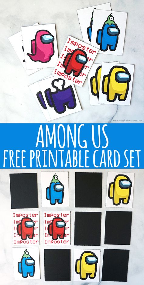 Free Printable Among Us Card Game #cardgames #amongus #freeprintable #freebies #geekcrafts #familygamenight #gamenight #printablegames #kidsgames #kidscrafts #papercrafts #printables #kidsprintables Among Us Card, Boredom Busters For Kids, Pen And Paper Games, Church Games, Bday Party Kids, Printable Games For Kids, Free Printable Crafts, Paper Party Decorations, Free Printable Games