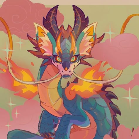 Lung Dragon Art, Dragon Ideas Drawing, Asian Dragon Reference, Dragon Fursona Art, Eastern Dragon Oc, Eastern Dragon Drawing, Fluffy Dragon Art, Dragon Oc Ideas, Chinese Dragon Character Design