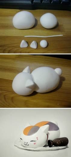 cat Katze formen Tanah Liat, Clay Diy Projects, Polymer Clay Animals, Cute Polymer Clay, Clay Animals, Modeling Clay, Clay Miniatures, Cute Clay, Fimo Clay